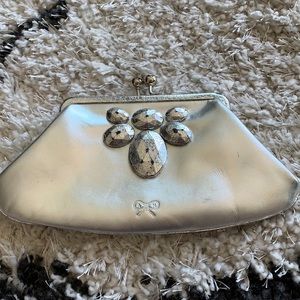 Anya Hindmarch Silver Leather Knot Clutch SOLD OUT
